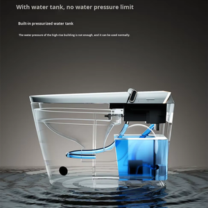 WC intelligent moderne à poser au sol avec buse autonettoyante, abattant automatique et fonction <span class=keywords><strong>de</strong></span> lavage au pied, cuvette allongée - Product Image 5