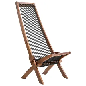 Folding Wooden Outdoor Lounge Chair Low Profile Acacia Wood Lounge Chair for The Patio Porch Deck Balcony Lawn Garden Wood
