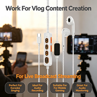 Écouteurs filaires Type C pour diffusion en direct, avec six boutons de commande intégrés, pour karaoké, enregistrement, jeux et diffusion en direct