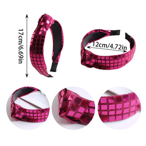 Diadema Brillante con Lentejuelas Cuadradas, Accesorio para el Cabello de Fiesta con Borde Ancho para Mujeres y Adolescentes - Product Image 3