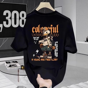 T-shirt a maniche corte in puro cotone traspirante da 230 g, stile americano geometrico, per giovani, uomo e donna, <span class=keywords><strong>moda</strong></span> estiva di marca - Product Image 1