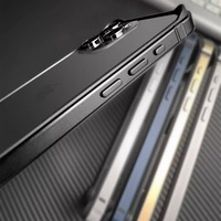 Coque de protection pour iPhone 16 Pro Max 15 Plus 14 13 12 11 XS XR Cadre de téléphone en aluminium métallique de luxe en silicone Bleu Noir Accessoires