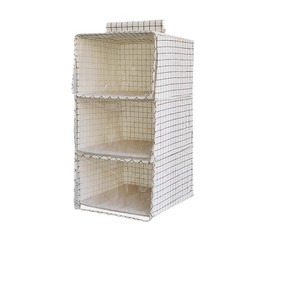 Organizador de armario colgante de lino y algodón, bolsa de almacenamiento multiusos plegable rectangular para guardar ropa interior en el armario, para uso en dormitorios - Product Image 3
