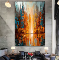 Décoration Murale Urbaine 100% Peinte à la Main, Tableau Acrylique Texturé Minimaliste, Grandes Images Murales Modernes, Toile Imprimée de Luxe Faite à la Main