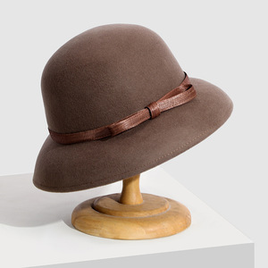 Luxuriöser französischer Stil <span class=keywords><strong>Herben</strong></span> Eleganter Damen-Wollfilzhut für Outdoor-Spaziergänge und Freizeitkleidung mit Seidenschleife - Product Image 3