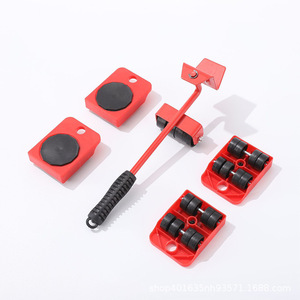 Ensemble d'outils de déménagement avec 4 roues pour meubles lourds, usage domestique, roulettes en caoutchouc solide, poignée en acier au carbone - Product Image 2