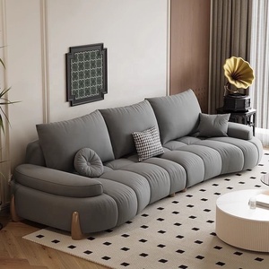 โซฟาหนังกันรอยขีดข่วน ห้องนั่งเล่น สไตล์โมเดิร์น มินิมอล สีขาวครีม ทรงโค้ง สำหรับแมวข่วน - Product Image 3