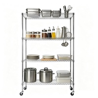 Étagère de rangement en fil métallique à 4 niveaux certifiée NSF, robuste et mobile, pour cuisine de restaurant et service traiteur