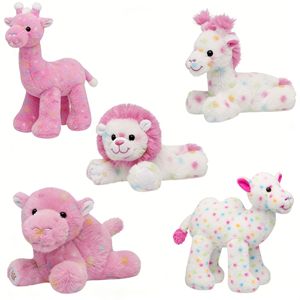 Jouets en peluche animaux mignons roses à pois colorés, girafe, lion, chameau en peluche douce pour filles, cadeau - Product Image 1