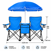 Ensemble de camping pliable tout-en-un avec table 2 en 1 et parasol, entièrement pliable dans un sac de transport, installation rapide pour pique-nique en plein air ou plage