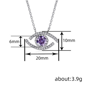 Collana con Ciondolo a Forma di Occhio in Argento 925 Placcato Rodio, Cristallo Strass Taglio Brillante Rotondo, Catena Unisex per Uso Quotidiano - Product Image 5