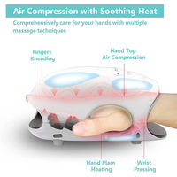 Masseur de main portable chauffant avec compresse chaude, ondes d'air, airbag, fonction musicale, 4 têtes réglables, 3 modes