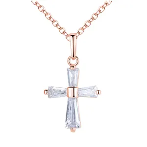 Fashion Hot Sale Women Ladies Pendant Zircon Jewelry Gold Crystal Cross Necklaces