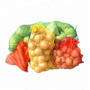 HDPE 50*80 Sacos de leña Bolsas de cebolla de malla circular Bolsas de red de 20Kg para frutas y verduras