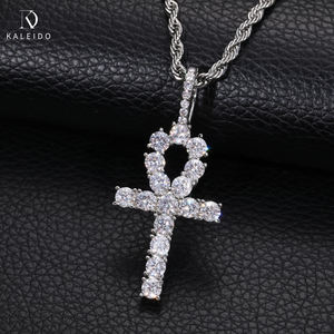 Pendentif croix hip-hop Kaleido en gros, serti <span class=keywords><strong>de</strong></span> pierres CZ en laiton, bijoux pour hommes et femmes - Product Image 4