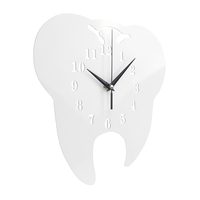Jam Dinding Gigi Akrilik Putih dengan Jarum Analog, Mesin Quartz, dan Baterai untuk Klinik Gigi