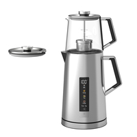 Bouilloire électrique intelligente Hotsy, nouvelle conception, portable, à double paroi en acier inoxydable, 1,7 L + 1 L, pot en verre, samovar, théière turque