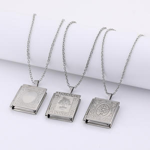 18K altın kaplama paslanmaz çelik takı süblimasyon boş kitap şekli kilit DIY çerçeve fotoğraf resim hatıra madalyon kolye - Product Image 2