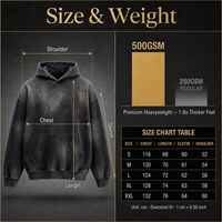 Sweat-shirt à capuche épais personnalisé délavé à l'acide, effet vintage soleil délavé, streetwear homme, coupe oversize, effet usé, pull uni 100% coton