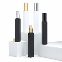 Flacon pulvérisateur de parfum vide en verre noir mat de 10 ml avec pompe, rechargeable, design carré pour sérigraphie