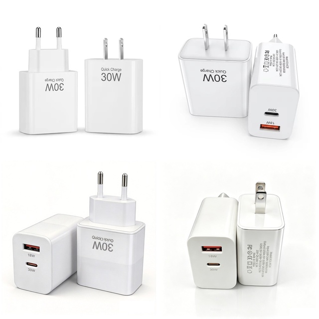 30W Fast Wall Charger OEM/ODM Custom Logo US EU Plug Dual Port Safe Charging for iPhone 16 17 15 14 13 Pro Max Samsung Galaxy