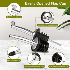 <span class=keywords><strong>Set</strong></span> di Bottiglie in Vetro Verde per Olio d'Oliva con Beccucci in Acciaio Inox e Imbuto |   Dispenser per Olio e Aceto a Prova di Perdite per Cucina - Product Image 5