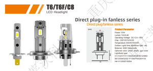 Nouveaux phares et feux de brouillard LED de la série <span class=keywords><strong>C8</strong></span> |   H1/H3 Large Plage de Tension, H7/H18/H4/H19 Température de Couleur Double - Product Image 5