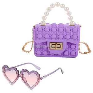 かわいい子供ゼリーハンドバッグとハートメガネセット小さな女の子ミニショルダーバッグ子供用財布ファッションサングラスの組み合わせカスタム - Product Image 3