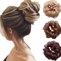Rizado Scrunchie Chignon moño de cabello humano con banda de goma Anillo para el cabello envoltura en moño desordenado coletas belleza producto al por mayor venta