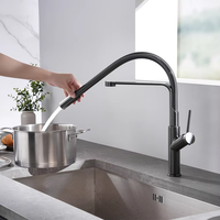 Robinet de cuisine moderne en laiton chromé de luxe, vente en gros d'usine, avec douchette extractible, eau chaude et froide, valve en céramique