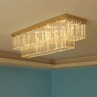 Lustre de plafond rectangulaire moderne de luxe en cristal K9 pour salon, salle à manger, hall d'hôtel, chambre à coucher