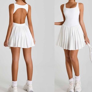 Vestido deportivo sin espalda Mujer Falda DE TENIS plisada Traje de yoga Anti-exposición Gimnasio Fitness Activewear - Product Image 2