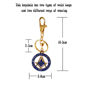 Llavero Masónico Azul con Insignia 'FAITH HOPE CHARITY', Accesorio Exquisito para Masón - Product Image 2