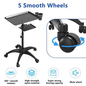 Carro de bandeja de tatuaje de acero inoxidable resistente al agua con ruedas para salón de <span class=keywords><strong>barber</strong></span>ía-Carro de almacenamiento bicapa - Product Image 3
