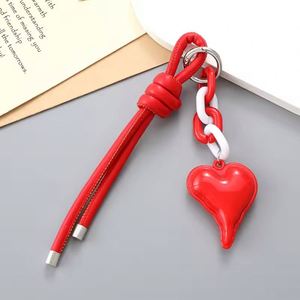 New PU <b>Leather</b> Rope Heart Shaped <b>Keychain</b> Fashionable and Versatile DIY Hand Woven Rope Bag Hanging Accessories for Women - Product Image 5