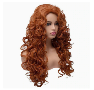 Peluca de la Princesa Mérida de <span class=keywords><strong>Brave</strong></span> Legend - Peluca sintética de encaje sin pegamento, estilo bob rizado y grueso, con línea de cabello natural suave - Product Image 2