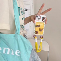 Personnalisable Style Japonais Femme Rue Mode Téléphone Cas pour iPhones Portefeuille Carte Sac Girlish style Peinture Cas avec Sangle