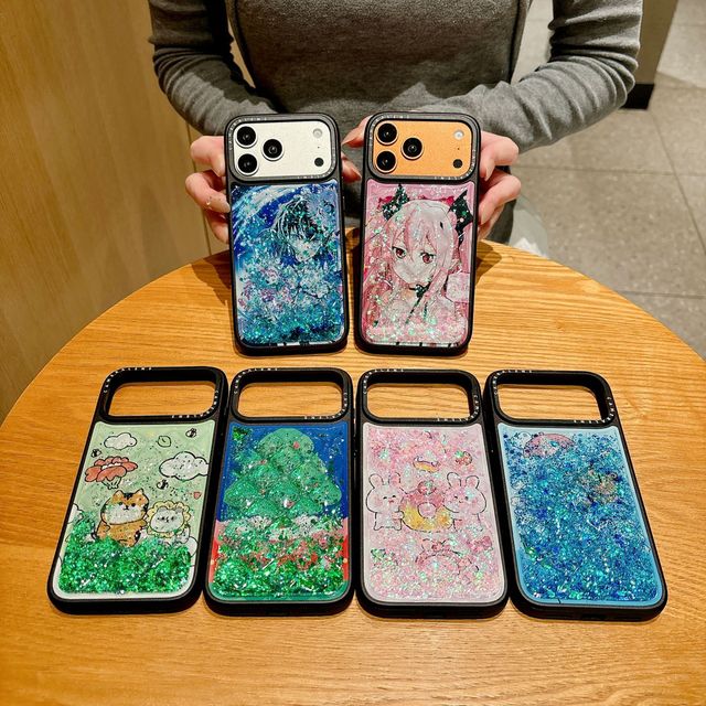 2026 Custom New High-End 3D Diamond Cartoon Trendy Liquid Sand Shockproof Phone Case for iPhone 18 17 16 15 Pro Max 17E
