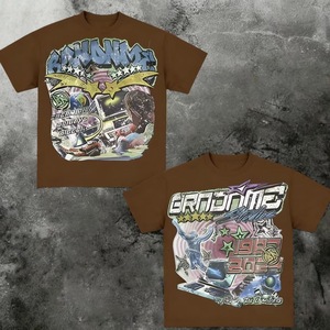 Camiseta Personalizada de Manga Corta con Estampado Graffiti Y2K para Hombre, Estilo Hip-Hop Urbano, Marca de Moda, Holgada y Oversize para Parejas - Product Image 3