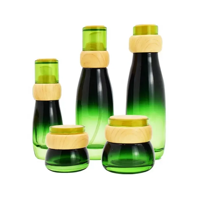 30 g 50 g cremeflasche 40 ml 100 ml 120 ml hochwertiges kosmetik-set vakuumpumpe flasche glasverpackung holzmaserung kolben