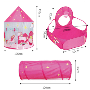 Công chúa màu hồng lâu đài lặp đi lặp lại mô hình lều với đường hầm và Playhouse thiết lập cho trẻ em trong nhà và ngoài trời giả vờ chơi - Product Image 2