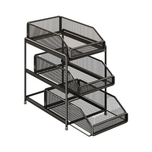 Kitchen Slanted Pull Out Storage Rack Tiered Shelf Sink Multi Functional <b>Basket</b> Cabinet Organizer Rectangle Standing Type - Product Image 5