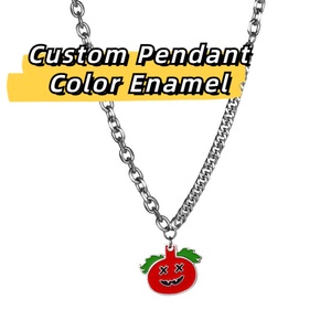 Collar con Colgante de Calabaza de Halloween Estilo Punk, Esmalte Verde y Rojo, Fantasma, Acero Inoxidable, para Hombre y Mujer - Product Image 2
