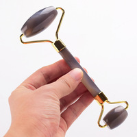 Outil de soin anti-âge professionnel : Ensemble de massage beauté avec rouleau facial et Gua Sha en pierre de jade et agate grise