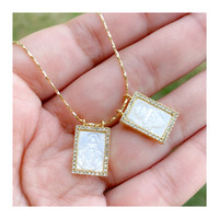 Collier scapulaire en nacre NM53855, médaille scapulaire de la Vierge, bijoux religieux, collier de la Vierge Marie, cadeau catholique pour maman