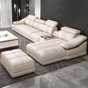 Sofás seccionales Muebles modernos para <span class=keywords><strong>el</strong></span> hogar y la sala de estar Sofás en forma de L Juego de sofás de cuero modulares de color personalizables 2,0 - Product Image 2