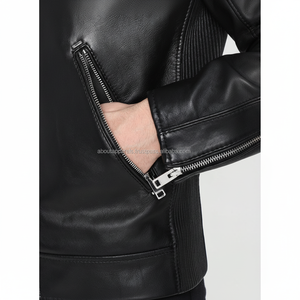 Veste de moto en cuir d'agneau véritable imperméable respirante sur mesure en gros pour hommes en hiver, taille plus - Product Image 1