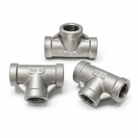 Raccords de tuyauterie en acier inoxydable 304, té égal BSPP BSPT, triple filetage femelle 1/8 1/4 3/8 pouce, surface lisse, tête hexagonale, classe 150