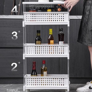 <b>White</b> 3 Tier Storage Rack With Wheels For Kitchen Organization And Home Use - Product Image 1