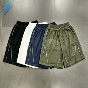 Pantalones Cortos Bermuda de Secado Rápido Personalizados para Hombre, Color Sólido, Franja Lateral, Cintura con Cordón, Pantalones Cortos Deportivos Casuales, Verde Oliva, Negro, Blanco, Azul Marino - Product Image 1